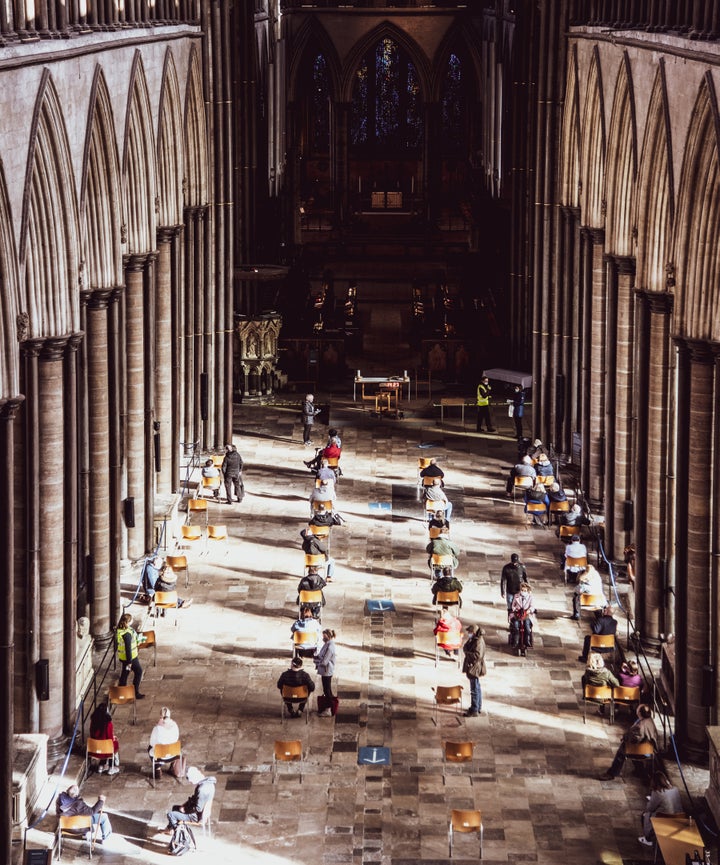 Vaccinations at Salisbury Cathedral, Salisbury.