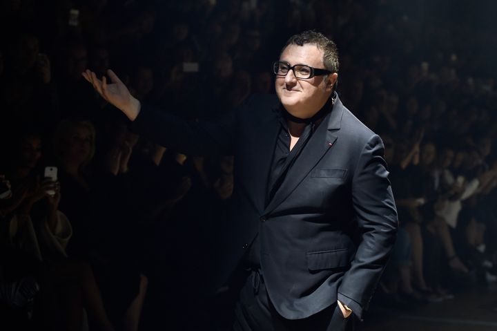 Alber Elbaz acknowledges applause after the Lanvin show as part of the Paris Fashion Week Womenswear Spring/Summer 2015 on Sept. 25, 2014.