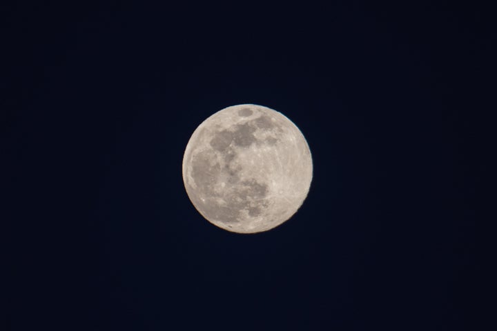 A "pink moon" seen from Thessaloniki, Greece, on April 8, 2020.