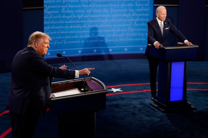 Then-President Donald Trump speaks during the first presidential debate against then-former Vice President Joe Biden on Septe