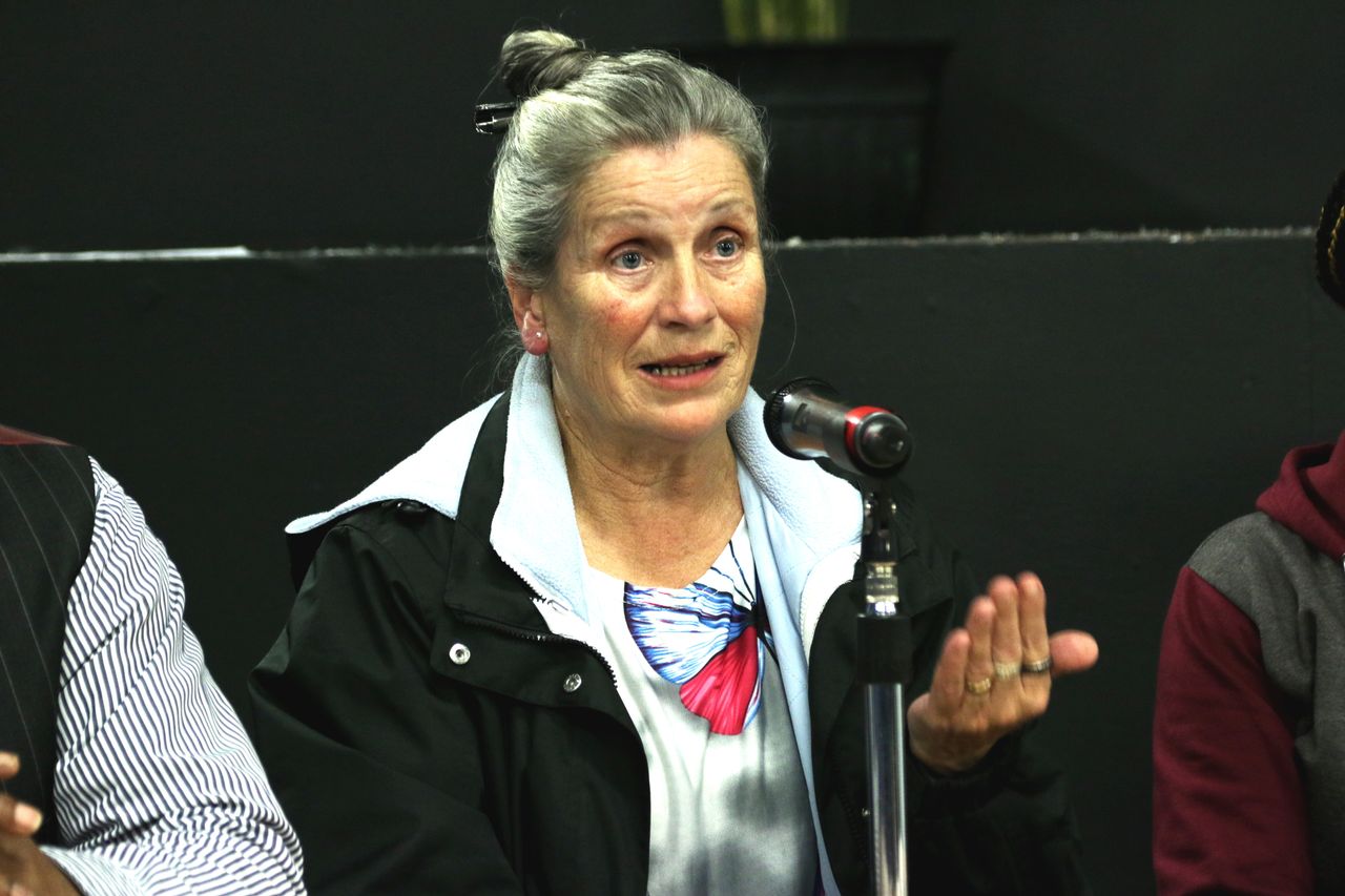 Jan speaking at a film screening in 2014