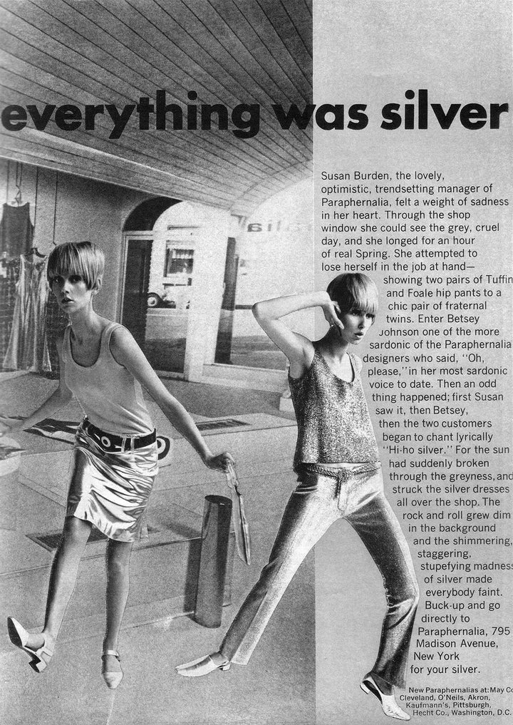 Zachary highlighted this 1960s ad from the New York City boutique Paraphernalia as an illustration of the rise of separates and flashy tops amid the Youthquake movement. 