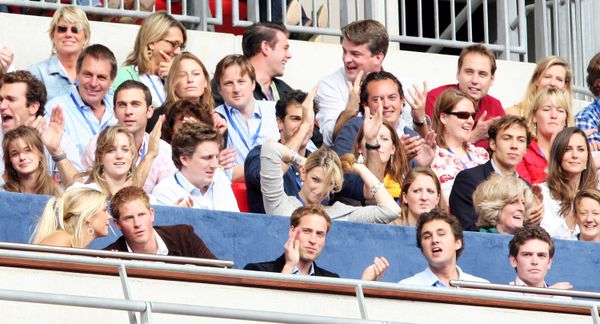 After a brief breakup in the spring of 2007, William and Kate (seen here sitting in first and third rows, respectively) reuni