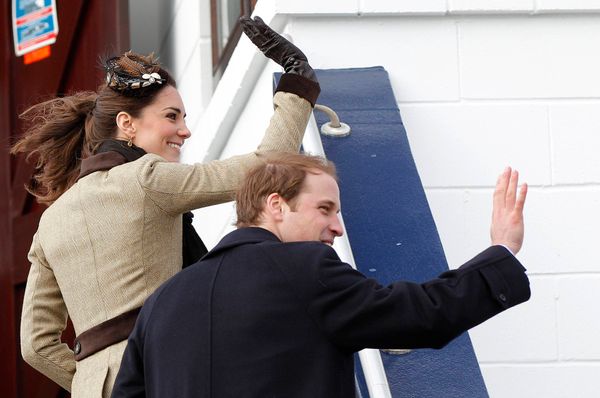 The couple&nbsp;wave to well-wishers after attending a naming ceremony for a new royal lifeboat in February 2011. It was thei