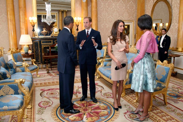 A month after their nuptials, Will and Kate meet with then-President Barack Obama and first lady Michelle Obama at Bucki
