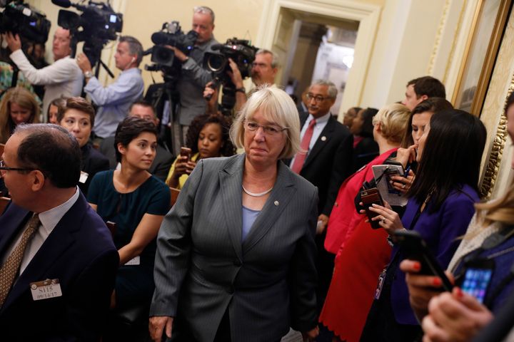 Sen. Patty Murray (D-Wash.) arrives at a news conference on the Child Care for Working Families Act in 2017. Legislation written by Murray (D-Wash.) and Rep. Bobby Scott (D-Va.) forms the foundation of Biden's newly introduced American Families Plan.