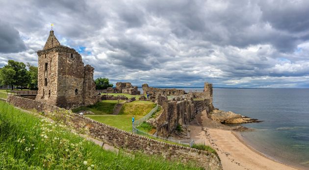  St Andrew's Castle, located on a rocky promontory in St Andrews, Fife, Scotland. 