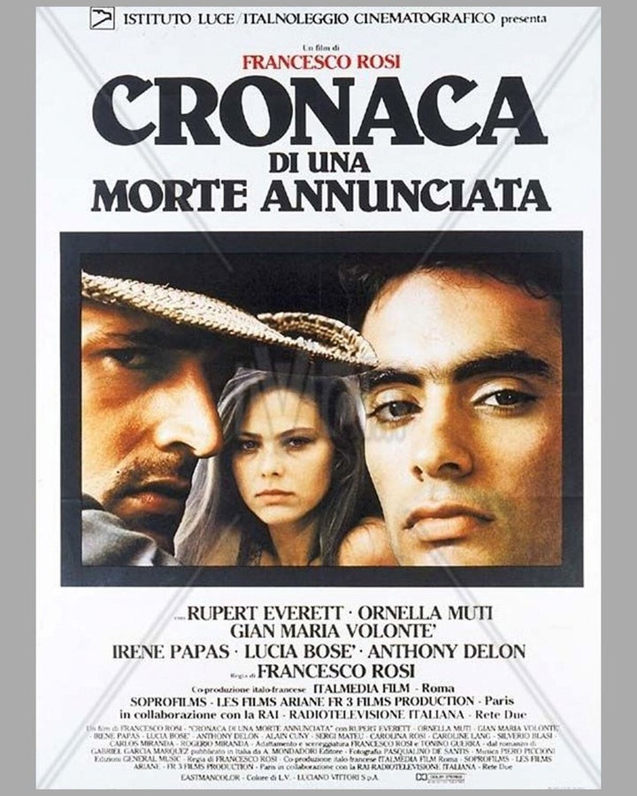 Cartel de la versión cinematográfica de ‘Crónica de una muerte anunciada’, de Francesco Rosi (1987).