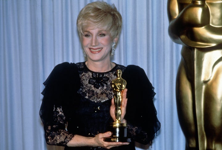 Olympia Dukakis with her Best Supporting Actress Oscar statuette at the 60th Academy Awards in 1988. (Photo by Miguel Rajmil/