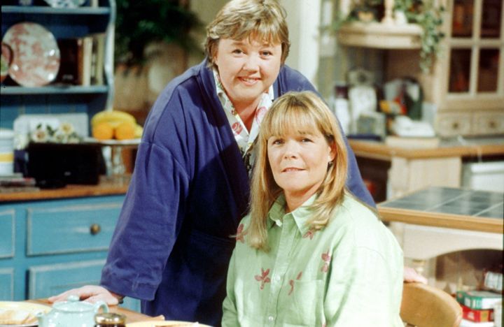 Pauline Quirke and Linda Robson in Birds of a Feather in 1998