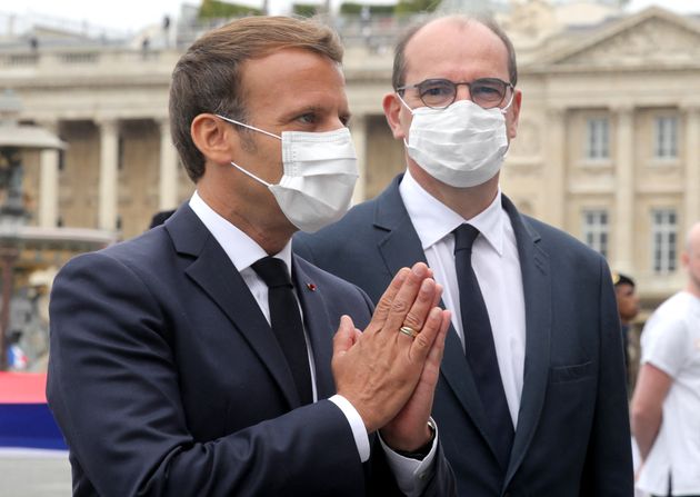 Emmanuel Macron et Jean Castex, place de la Concorde à Paris, lors du défilé du 14 juillet
