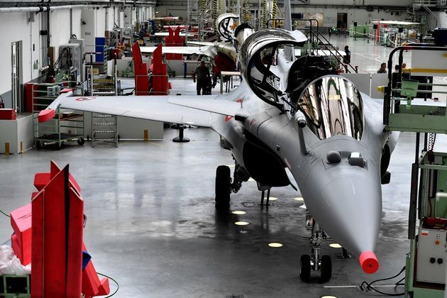 Un rafale dans l'usine Dassault-Aviation de Mérignac, près de Bordeaux, le 8 octobre 2019