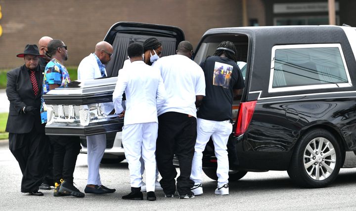 The family members of Andrew Brown Jr., Al Sharpton and others take part in his funeral on May 3.