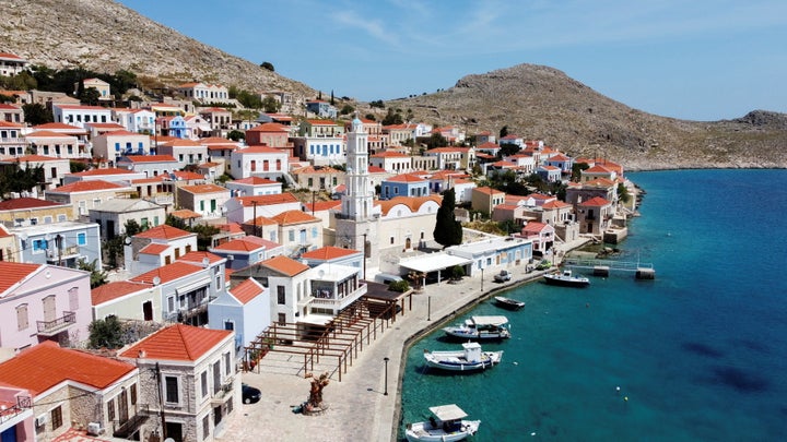 The town of Halki on the island of Halki, Greece.