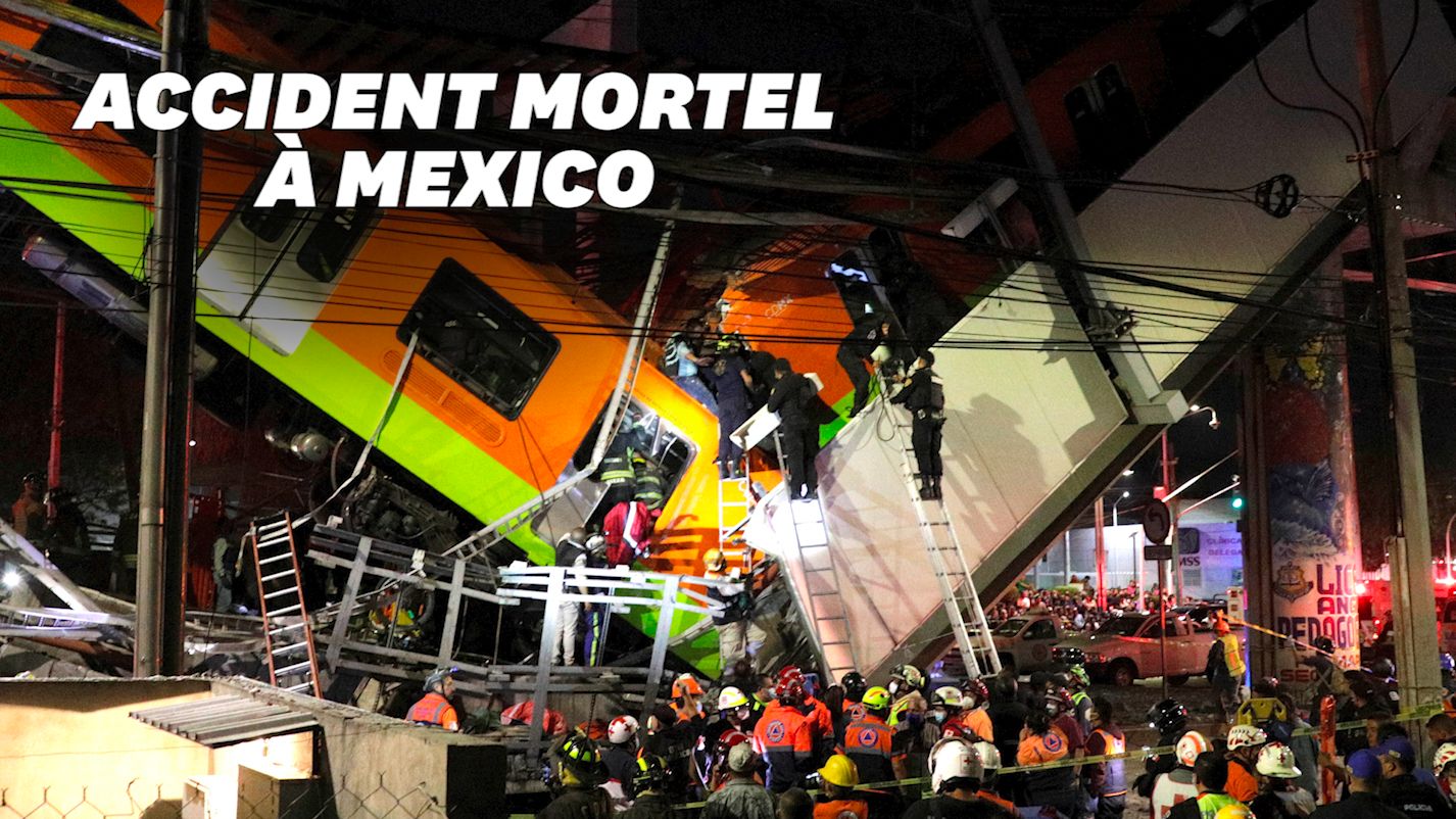 À Mexico un pont s'effondre au passage du métro, au moins 20 morts