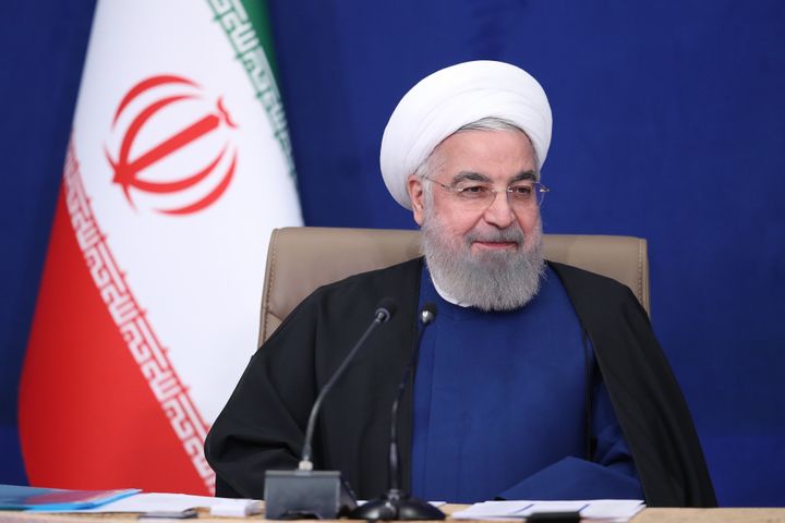 Iranian President Hassan Rouhani speaks during a meeting on talks in Vienna and nuclear deal in Tehran, Iran on April 20, 2021. (Photo by Iranian Presidency/Handout/Anadolu Agency via Getty Images)