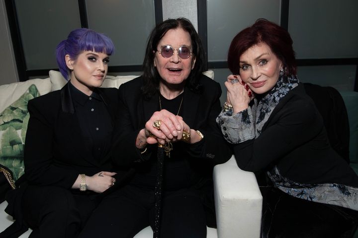 Kelly Osbourne and her parents, musician Ozzy Osbourne and TV personality Sharon Osbourne, in 2019.