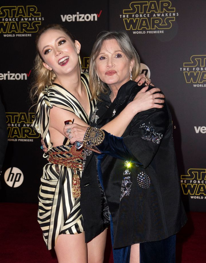 Billie and Carrie at the premiere of The Force Awakens in 2015