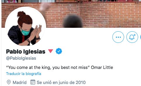 Captura de la cuenta en Twitter de Pablo Iglesias.
