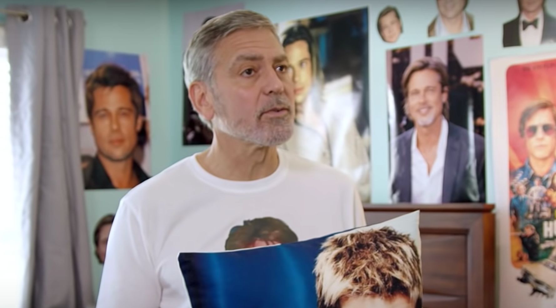 George Clooney Reveals Brad Pitt Bedroom Shrine In Cheeky Charity Ad
