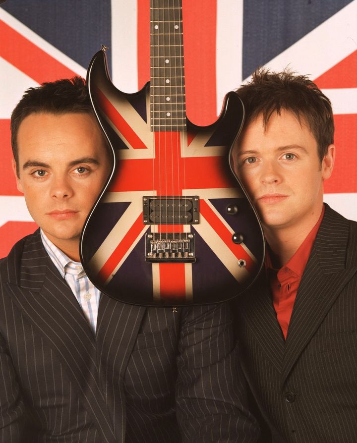 Ant, Dec and a giant Union Jack guitar for some reason