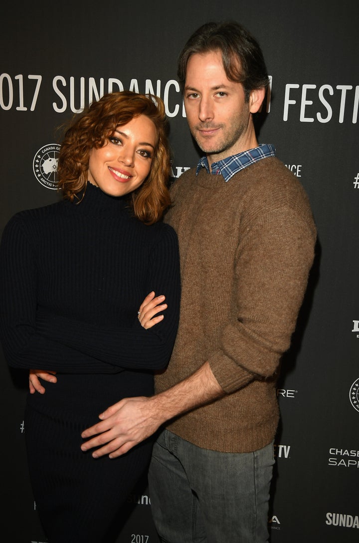 Aubrey Plaza and Jeff Baena attend "The Little Hours" premiere in 2017.