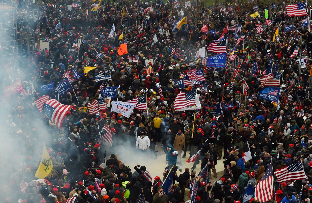 Trump supporters clash with police and security forces as they storm the U.S. Capitol on Jan. 6. Demonstrators entered the Capitol as Congress was gathered to count the 2020 presidential election Electoral College votes.