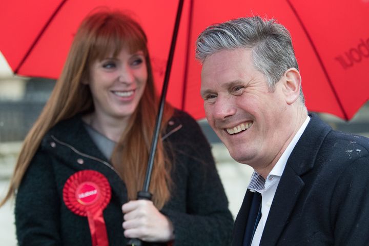 Starmer and Rayner on the campaign trail on Wednesday in Birmingham