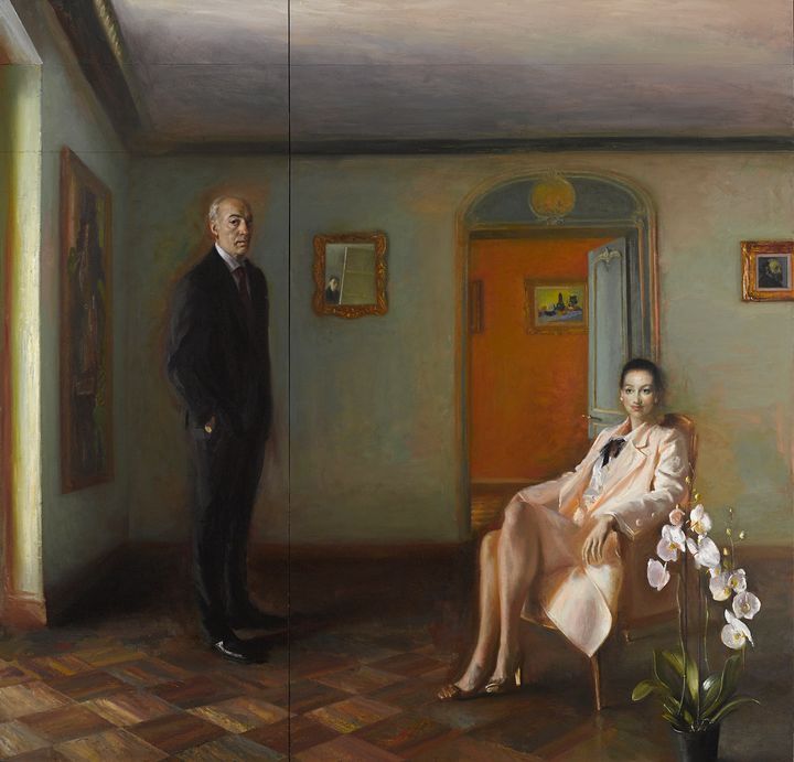 Πορτραίτο Βασίλη και Ελίζας Γουλανδρή, 2017-2018. Λάδι σε καμβά, 262 X 273 εκ. Συλλογή Ιδρύματος Βασίλη και Ελίζας Γουλανδρή 