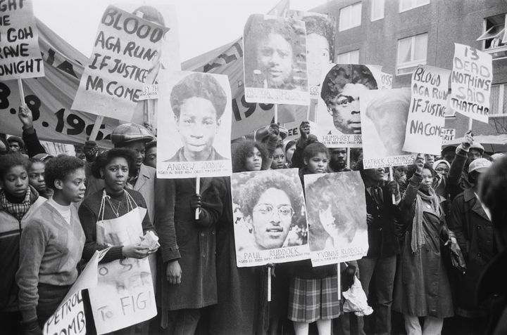 Protesters on the Black People's Day Of Action march in 1981