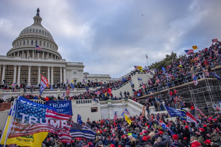 Supporters of then-President Donald Trump storm the U.S. Capitol on Jan. 6.