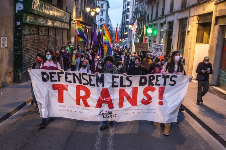 Una manifestación a favor de la Ley Trans en Barcelona.