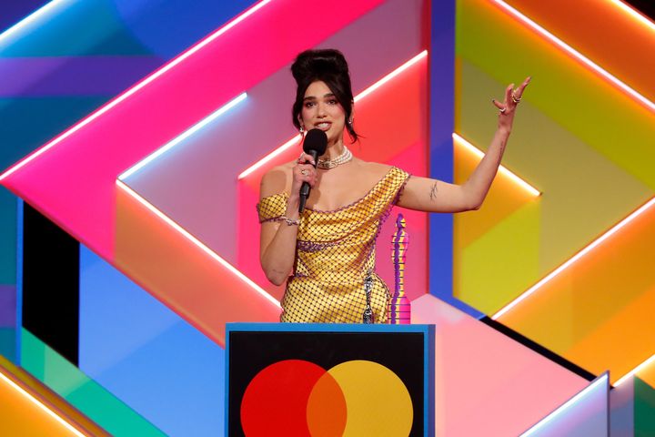 Dua Lipa receives the award for Best Female Solo Artist during The Brit Awards 2021