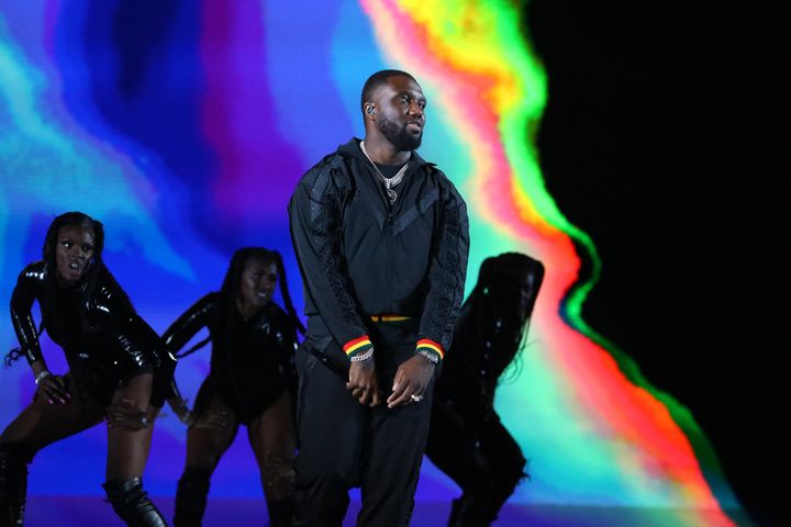 Headie One performs on stage during The Brit Awards 2021 