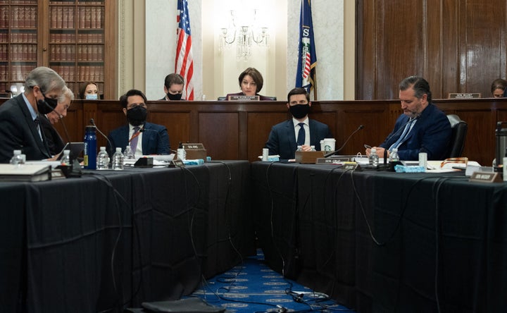 Sen. Amy Klobuchar (D-Minn.), chair of the Senate Rules Committee, holds a meeting Tuesday on S.1, the For the People Act, wh