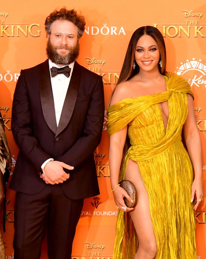 Seth Rogen and Beyoncé at The Lion King's European premiere in London in 2019