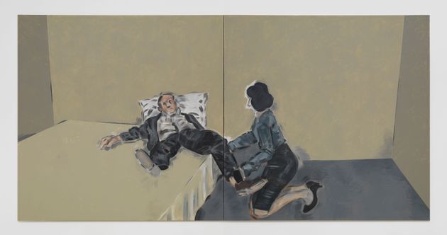 Απόστολος Γεωργίου <i>Untitled</i>, 2020. Δίπτυχο, ακρυλικό σε καμβά 230 x 460εκ. Ευγενική παραχώρηση του καλλιτέχνη και γκαλερί Rodeo, Λονδίνο / Πειραιάς