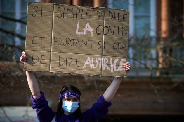 À Toulouse, lors des manifestations pour la journée internationale des droits des femmes, le 8 mars 2021.(Photo by Alain Pitton/NurPhoto via Getty Images)