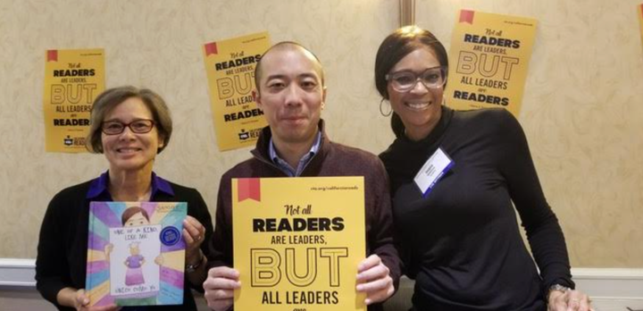 The author with Telly Tse, California Teachers Association director at-large, and Ingie Williams, CTA Human Rights Department administrative assistant. CTA selected the author’s book as part of itst 2017-2018 California Reads recommended books list and the author joined them at their Conference in Torrance, California, in March 2018.