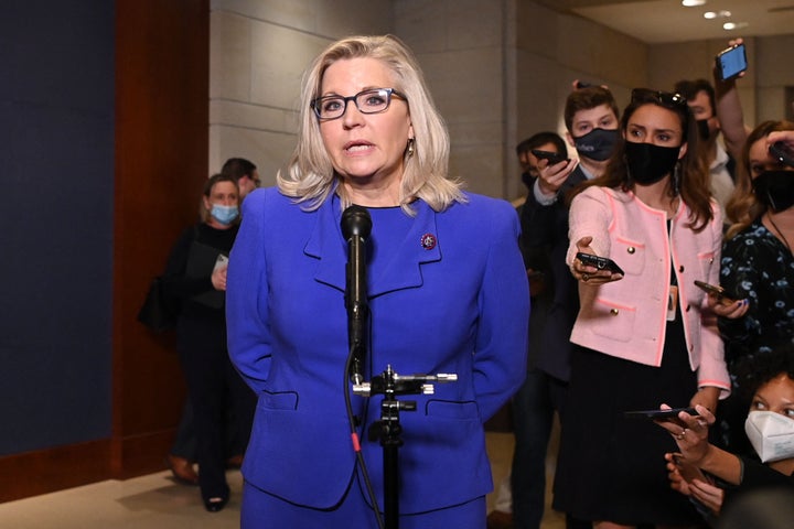 Rep. Liz Cheney (R-Wyo.) speaks to the media at the US Capitol in Washington, D.C, on May 12.