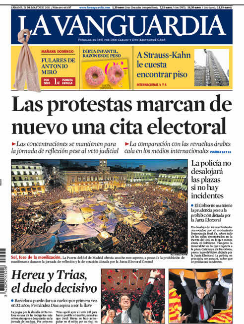 Portada de 'La Vanguardia' del 21 de mayo de 2011