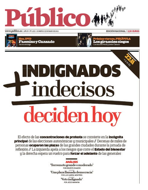 Portada de 'Público' del 22 de mayo de 2011