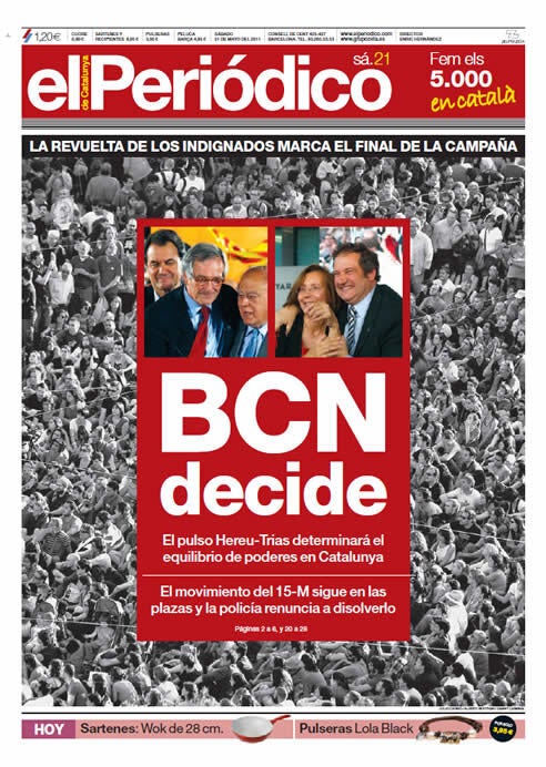 Portada de 'El Periódico' del 21 de mayo de 2011