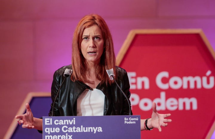 La portavoz de los 'comunes' en el Parlament, Jéssica Albiach, el pasado 6 de febrero en un acto de campaña.