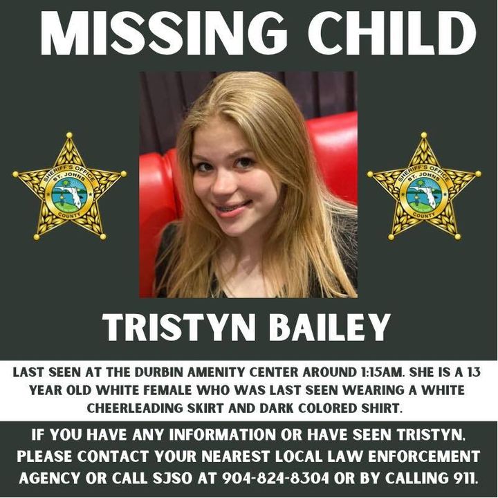 Tristyn Bailey, 13, was found stabbed to death Sunday evening, hours after she was reported missing by family.