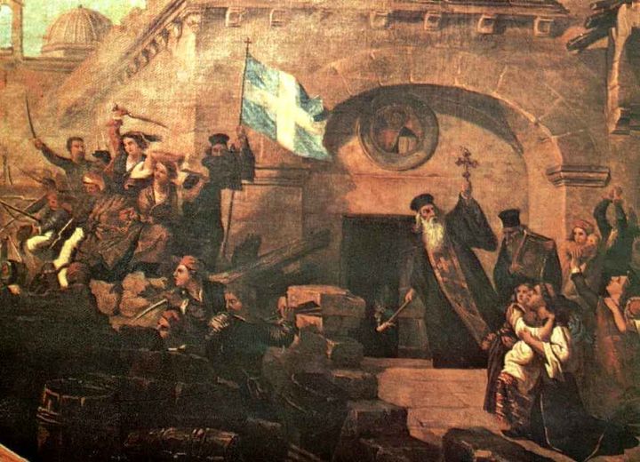 Το Ολοκαύτωμα της Μονής Αρκαδίου - Ελαιογραφία του Ιταλού ζωγράφου Γκαττέρι
