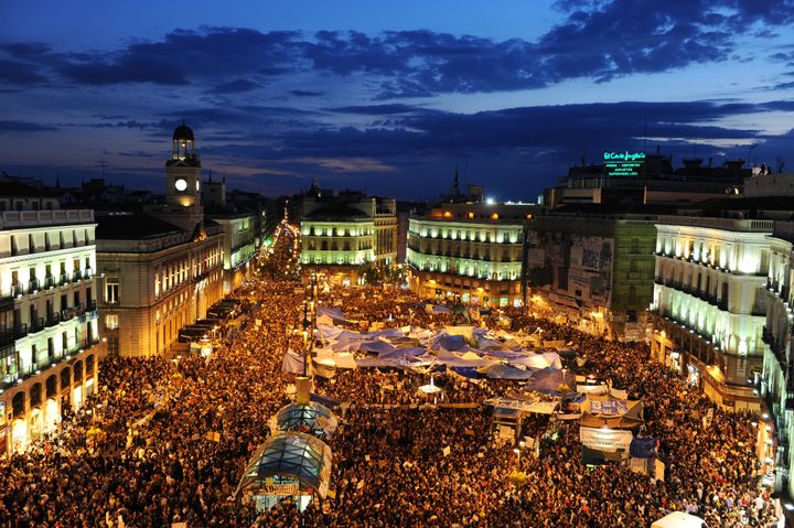 Manifestantes en mayo de 2011 en Madrid.