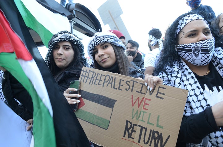 Americans protest Israeli policies at a pro-Palestinian rally in Chicago on Thursday, May 13. Democratic Party shifts reflect