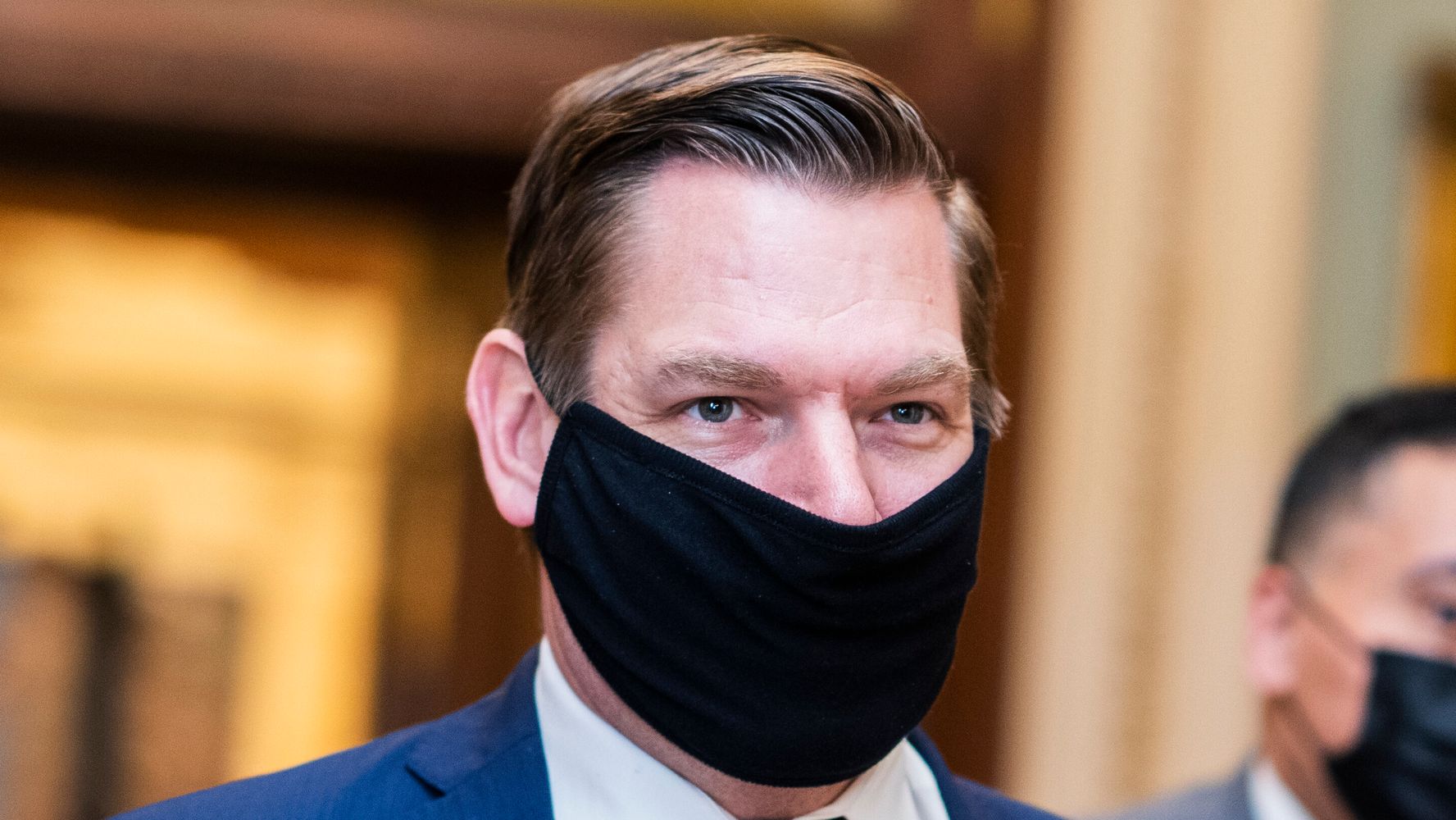 Rep. Eric Swalwell Blew His Top When Marjorie Taylor Greene's Aide Told Him To Remove Mask