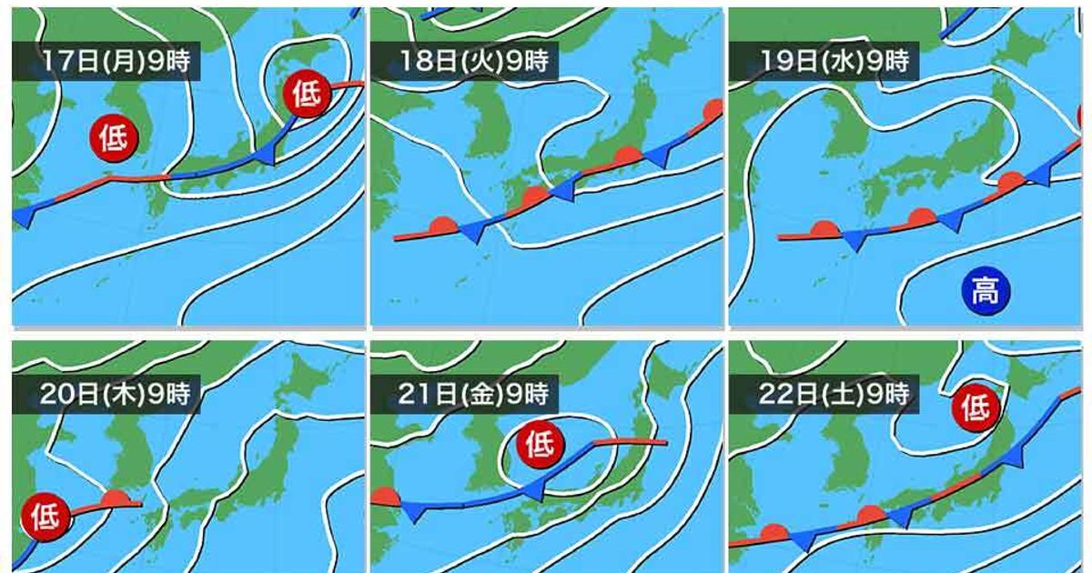 梅雨前線、次の週末も日本付近に停滞　九州や中四国はすでに梅雨入り